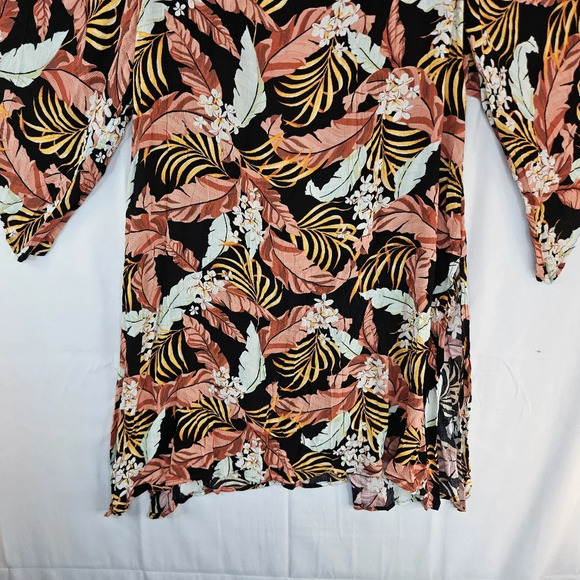 Rip Curl Womens Namoto Kimono Sz M Wide Sleeve Open Front Tropical Floral Beachy - Picture 11 of 13